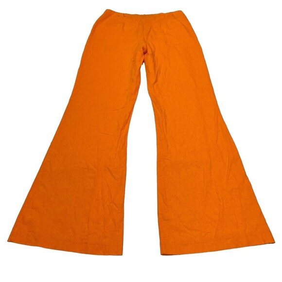 Versona Wide Leg Pant Women 8L Orange Linen Rayon Blend Beach Lagenlook Vacation - Picture 1 of 9